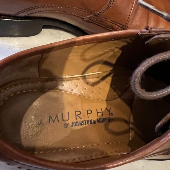 Johnston & Murphy 9.5M Tan Brown Leather Brogue Ellisworth Lace Up Dress Shoes - Picture 9 of 10